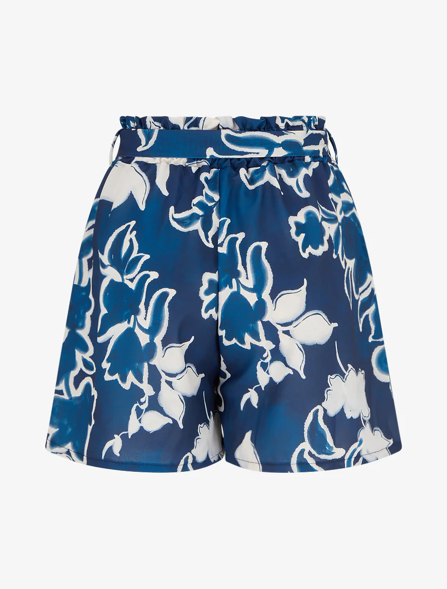 Fluïde short met bloemenprint - Marine - Image 2