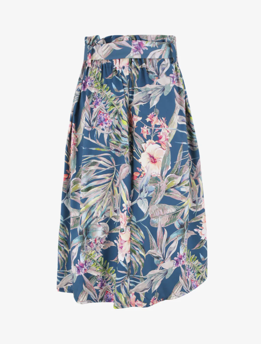 Fluwelen rok met bladerenprint - Blauw - Image 2