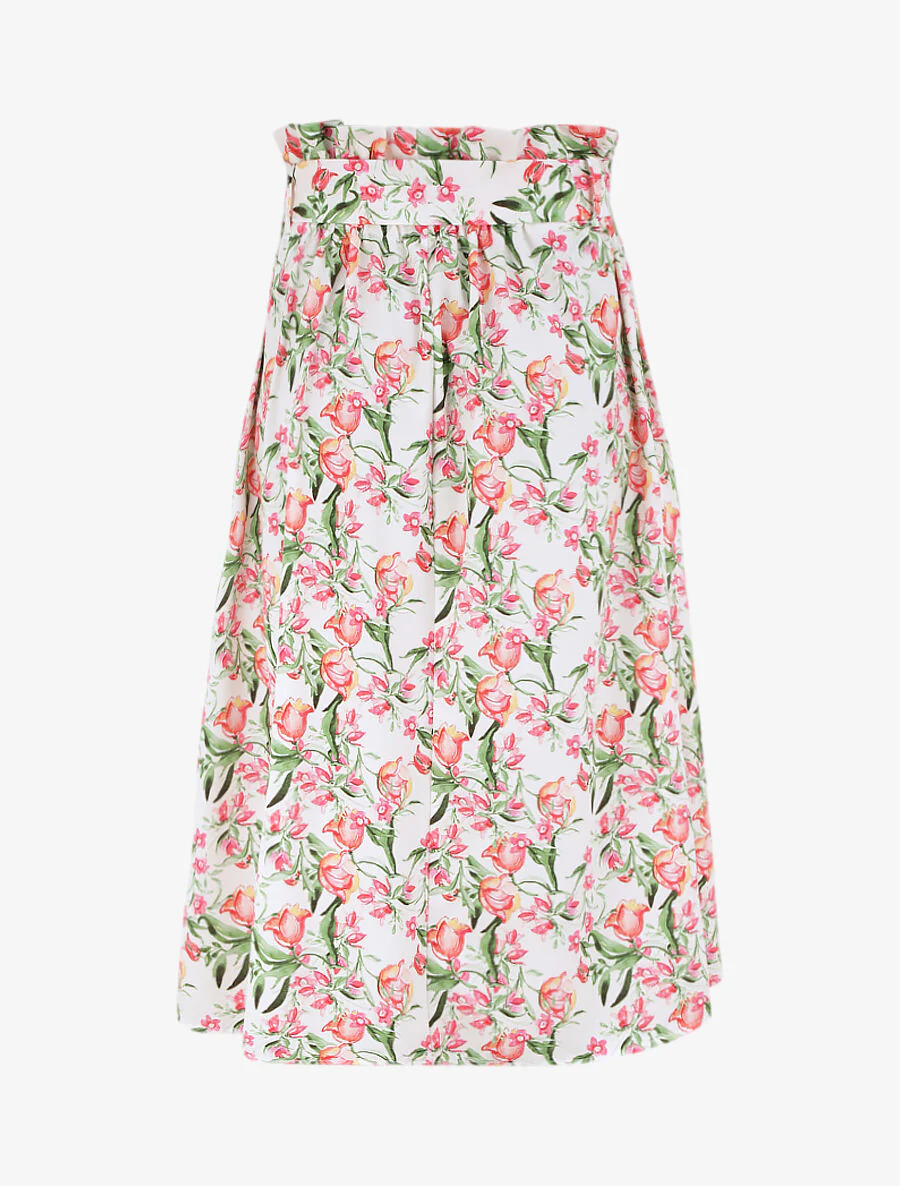 Fluwelen rok met lente bloemenprint - Wit - Image 2
