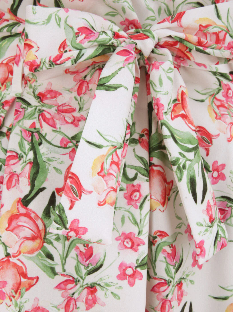 Fluwelen rok met lente bloemenprint - Wit - Image 3