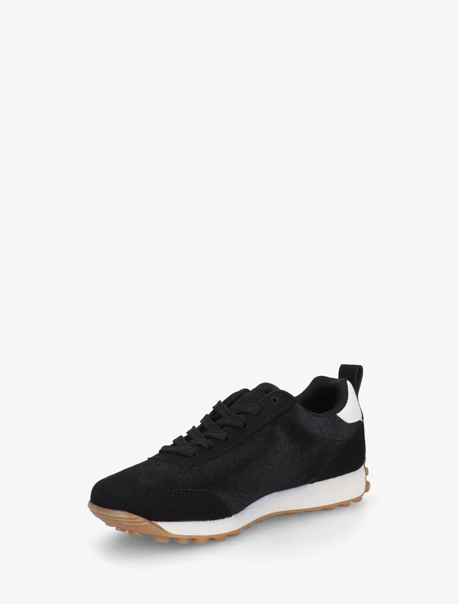 Fluwelen sneakers met contrasterende details - Zwart - Image 3