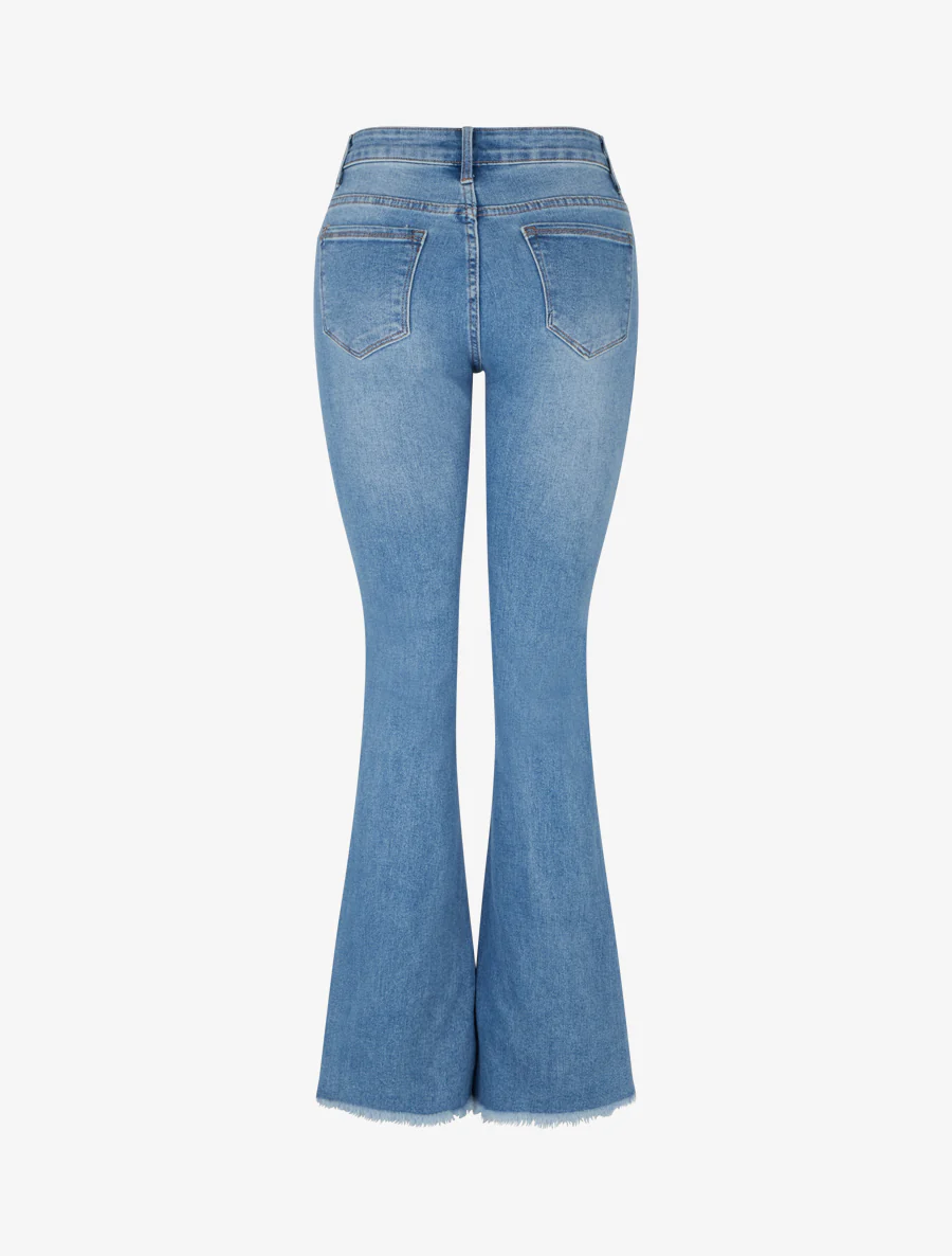 Franje jeans met een flare fit. - Blauw - Image 2