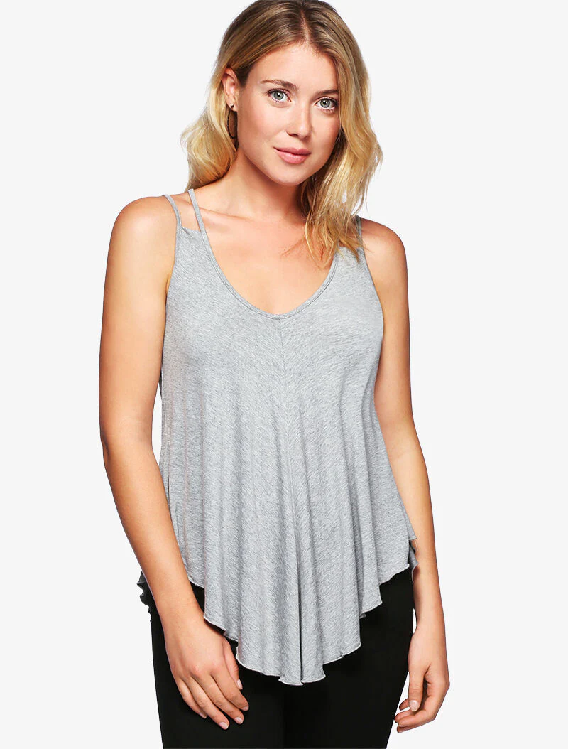 Dubbelbandjes tanktop - lichtgrijs