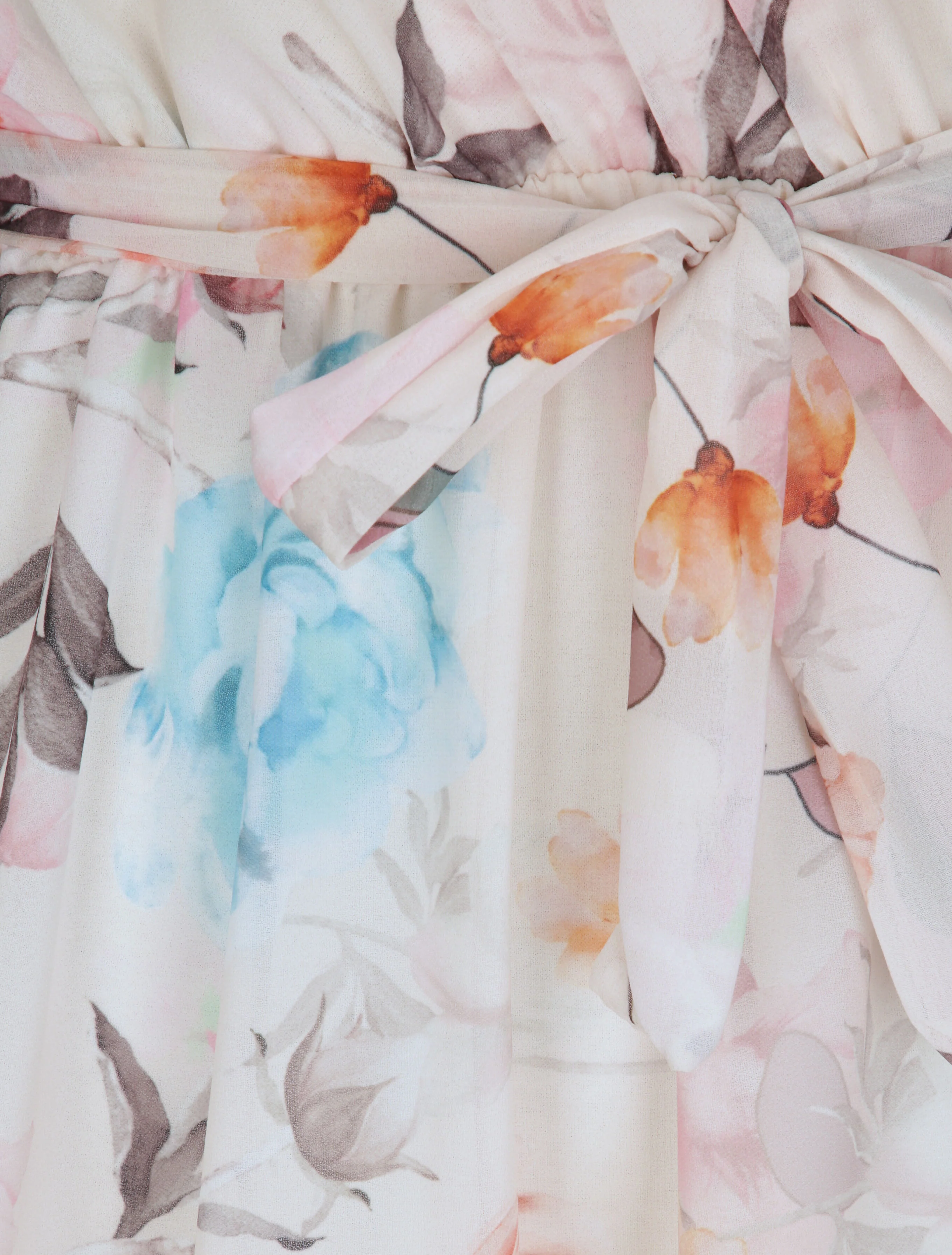 Gebloemde zijden jurk - Beige - Image 3