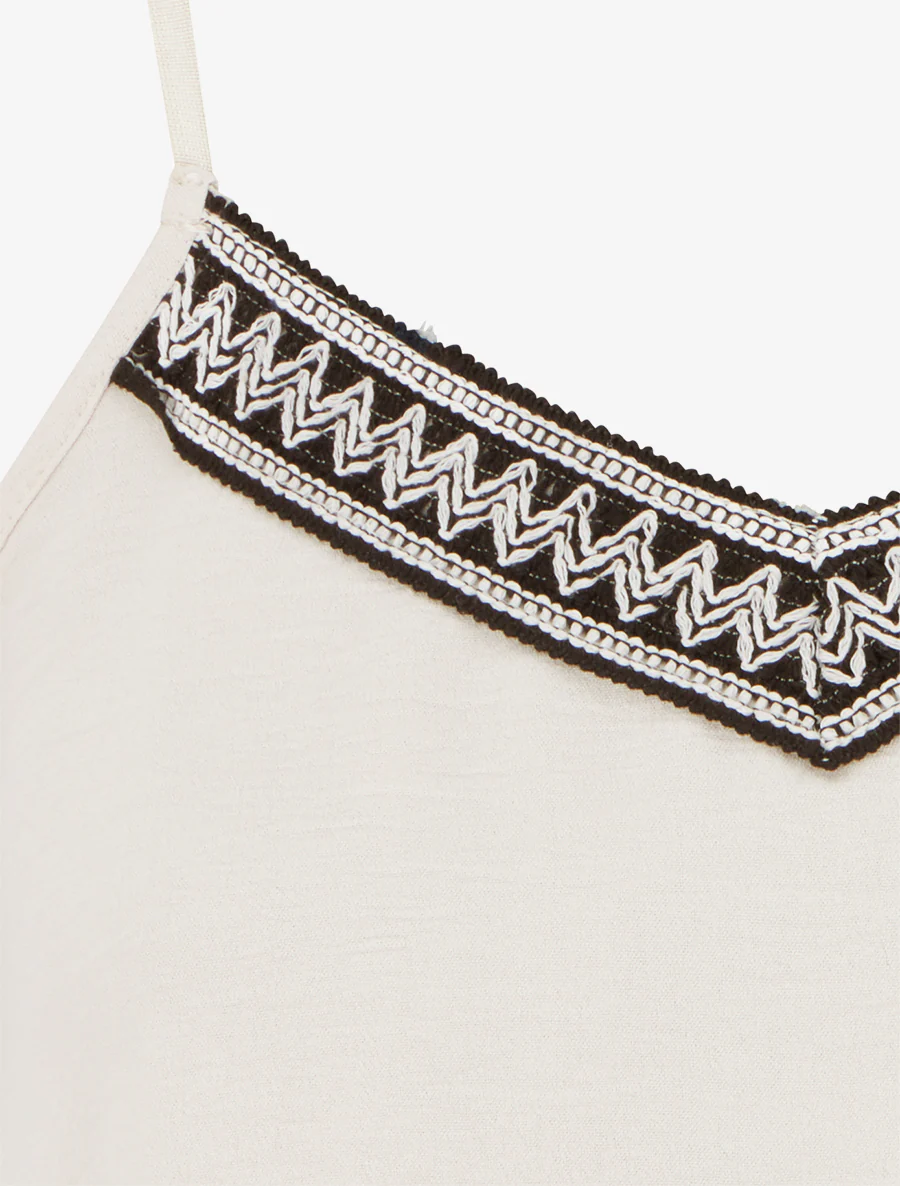 Geborduurd V-hals caraco - Beige - Image 3