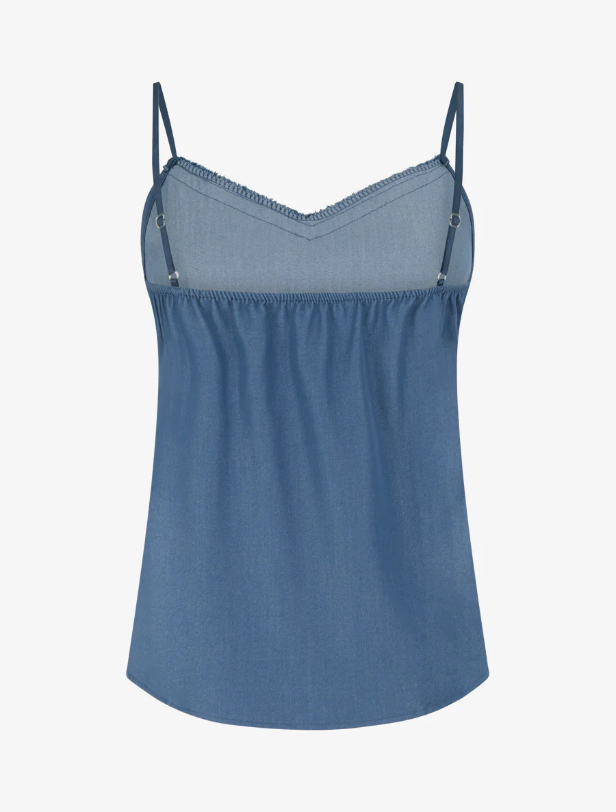 Geborduurd V-hals tanktop - Blauw - Image 2