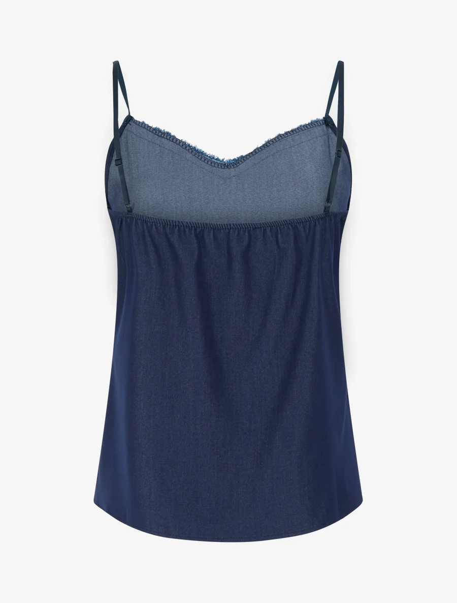 Geborduurd V-hals tanktop - Marine - Image 2