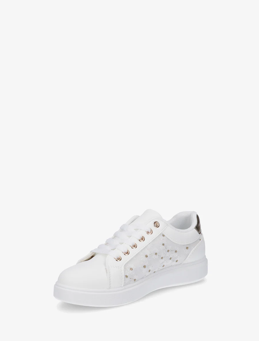 Geborduurde sneakers met madeliefjesmotief - Wit - Image 3
