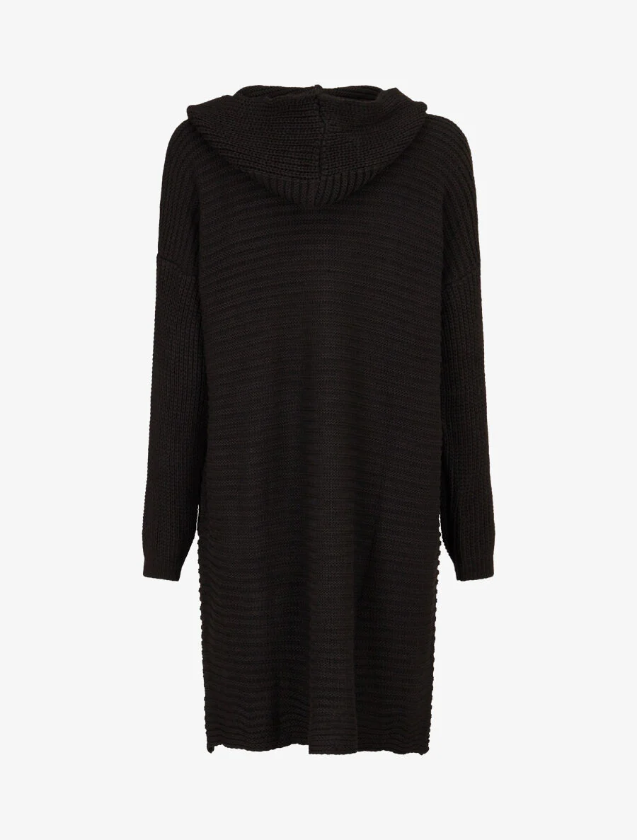 Gebreid vest met capuchon - Zwart - Image 2