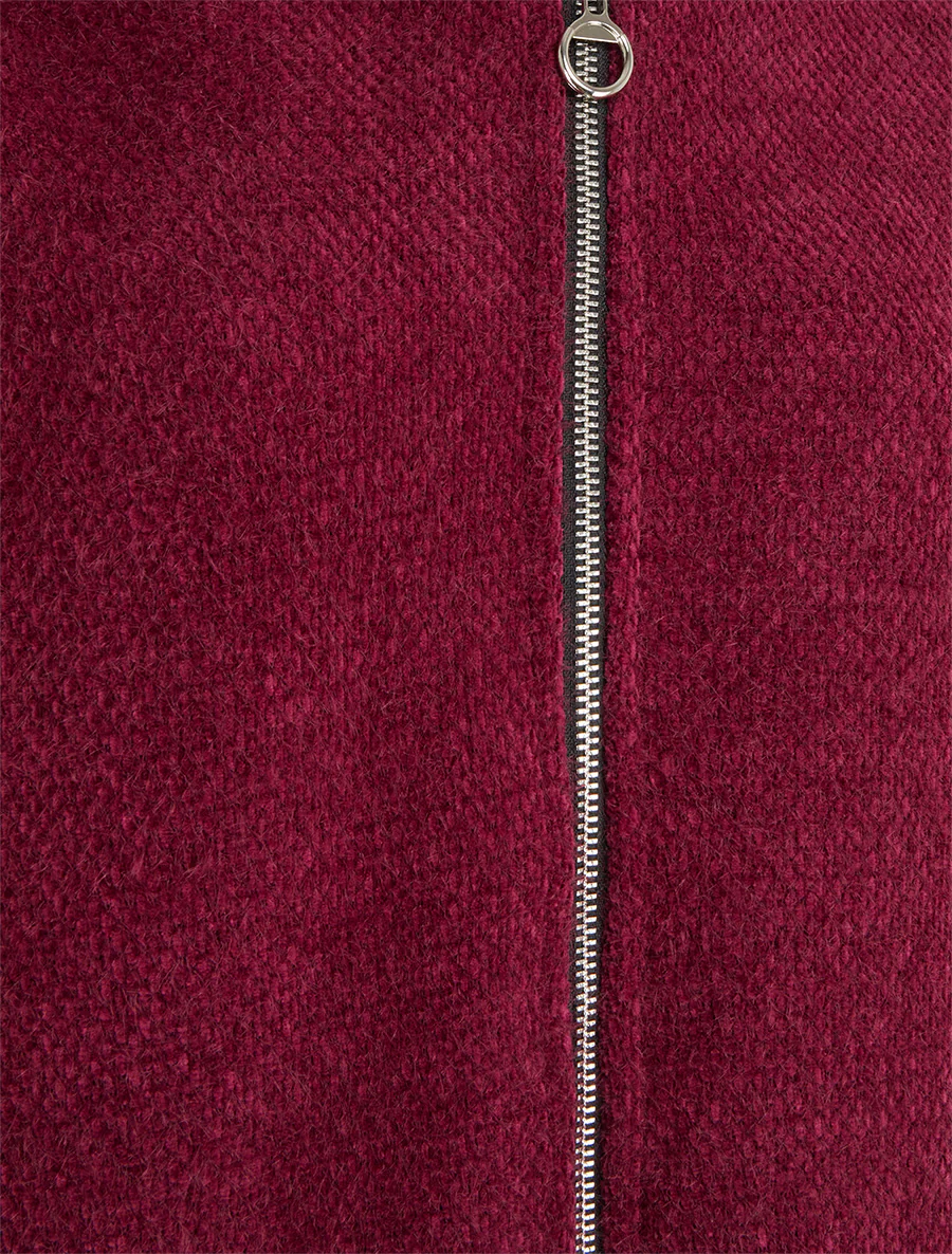 Gebreid vest met rits en capuchon - Wijnrood - Image 3