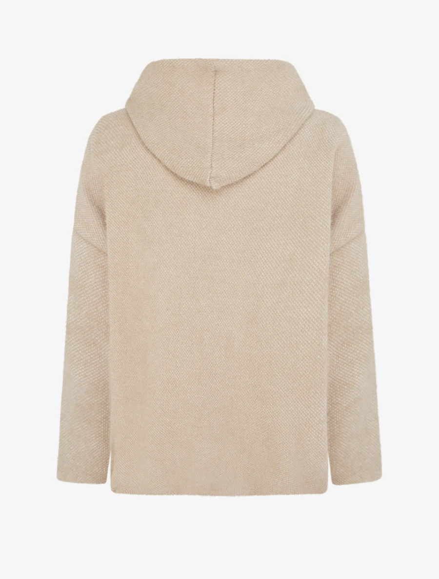 Gebreid vest met rits en capuchon - Beige - Image 2