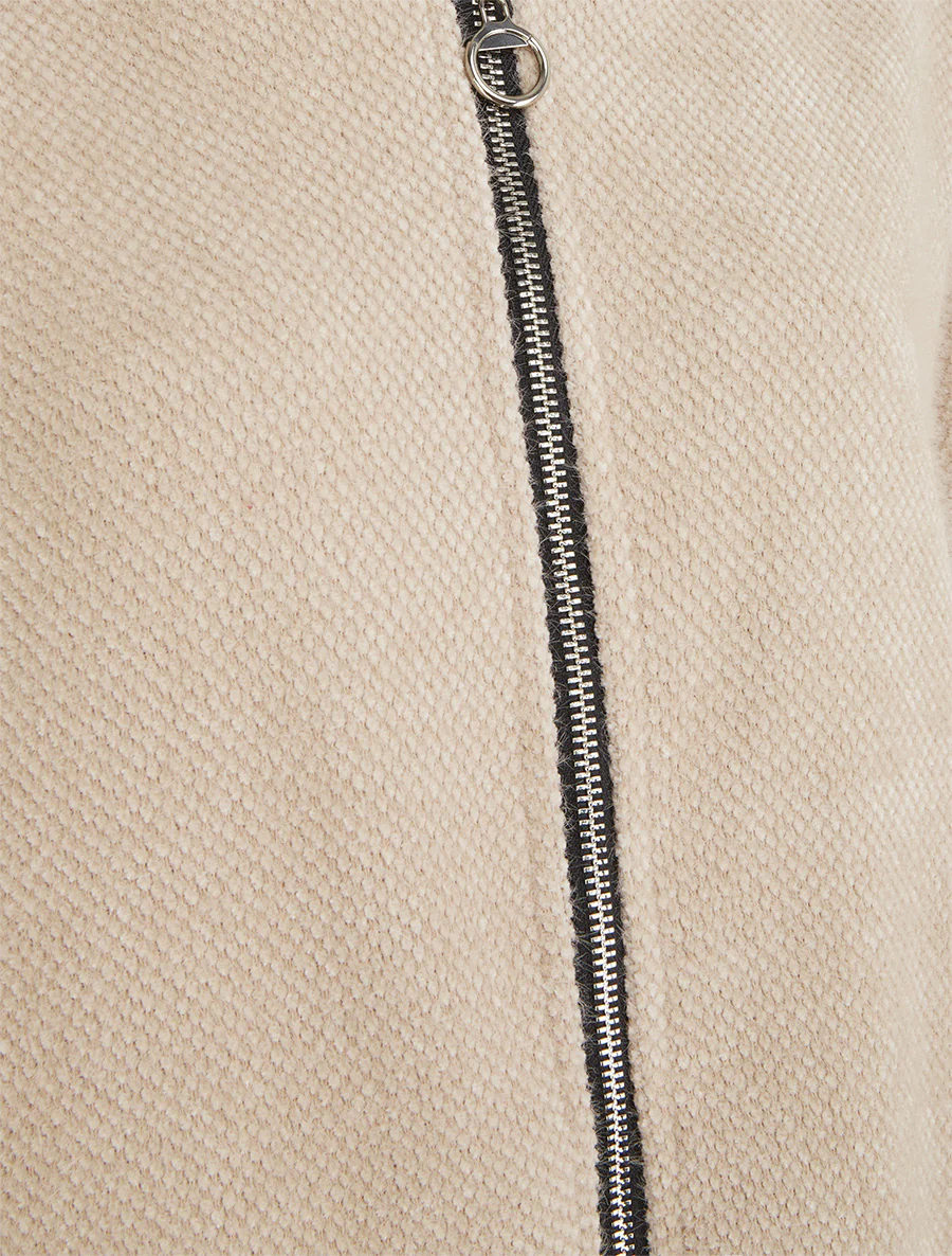Gebreid vest met rits en capuchon - Beige - Image 3