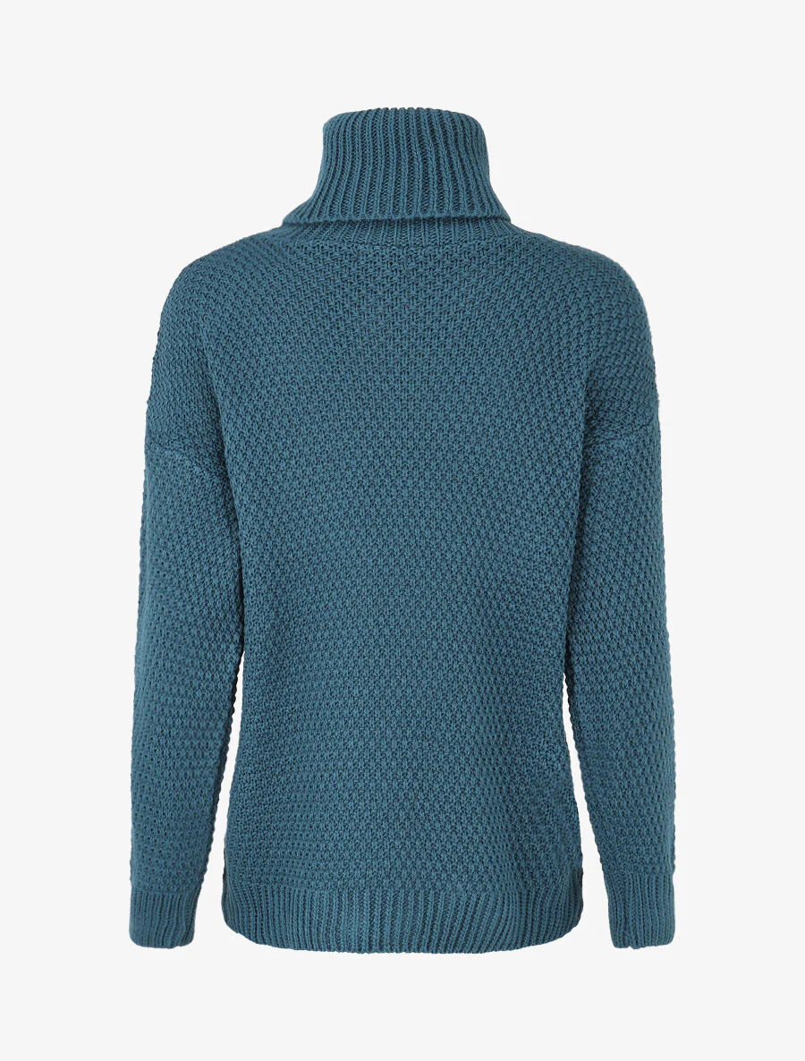 Gebreide effen coltrui - Eend blauw - Image 2