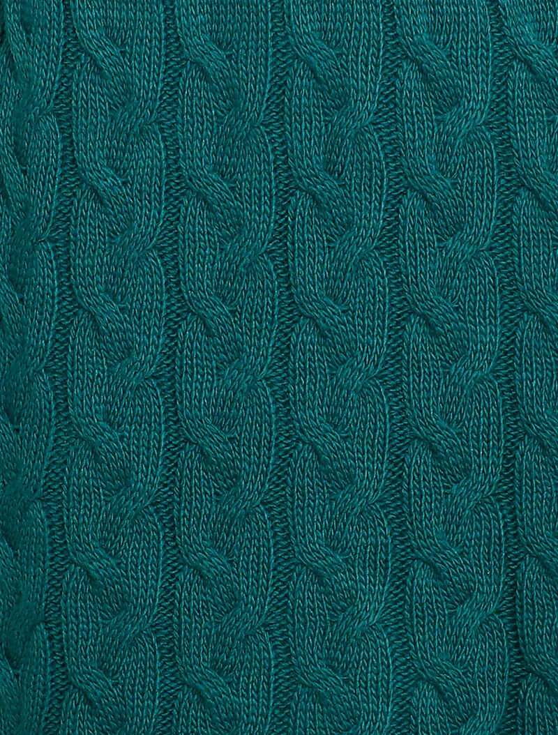 Gebreide trui jurk met kabelpatroon en geribde taille - Blauwgroen - Image 3