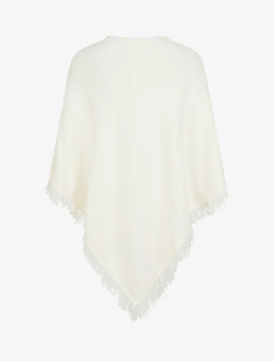 Gebreide poncho met franjes - Wit - Image 2