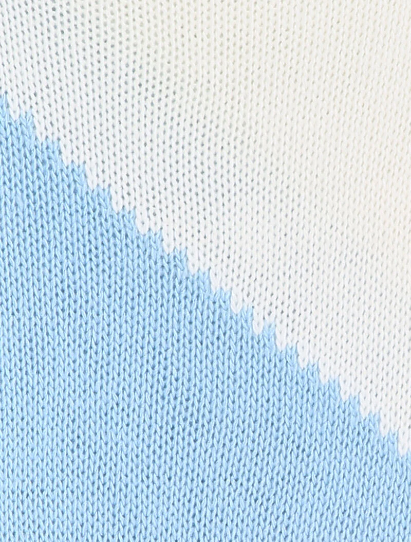 Gebreide trui in twee kleuren - Lichtblauw/wit - Image 3