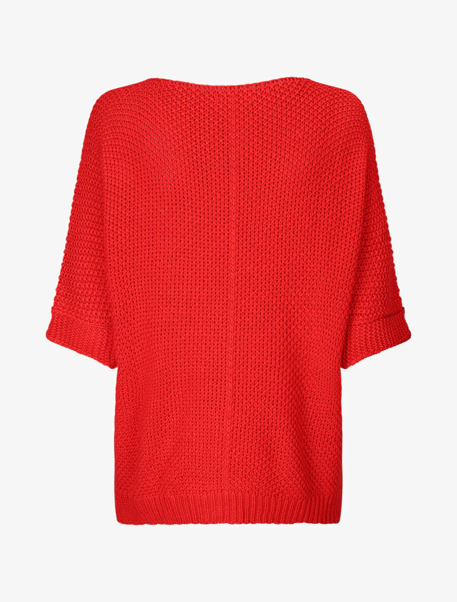 Gebreide trui met 3/4 mouwen - Rood - Image 2