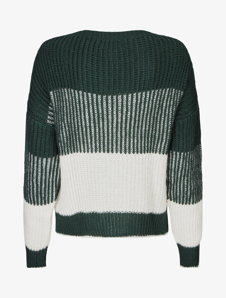 Gebreide trui met twee kleuren - Dennengroen - Image 2
