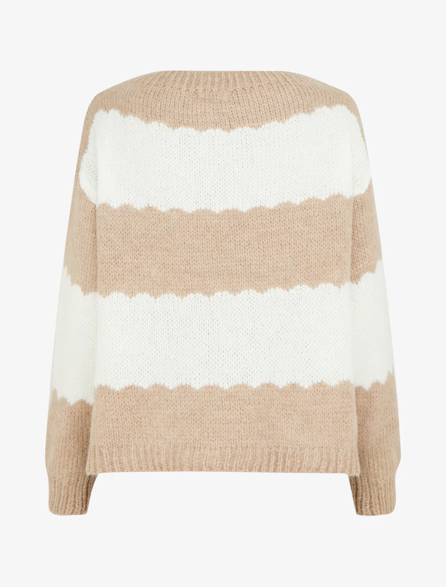 Gebreide trui met tweekleurige strepen - Beige - Image 2