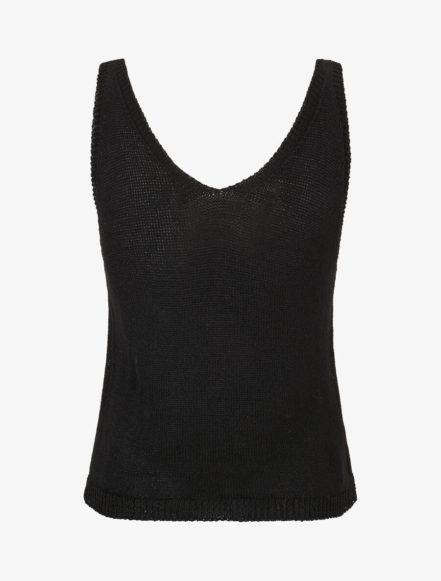 Gebreide V-hals tanktop - zwart - Image 2