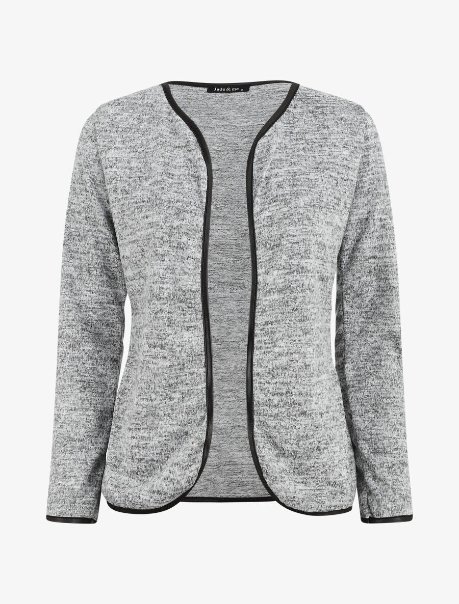 Gebreide vest met textuurrand - Grijs