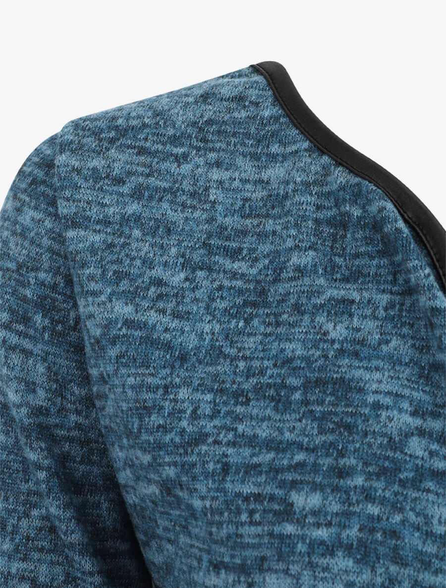 Gebreide vest met textuurrand - Eendblauw - Image 3