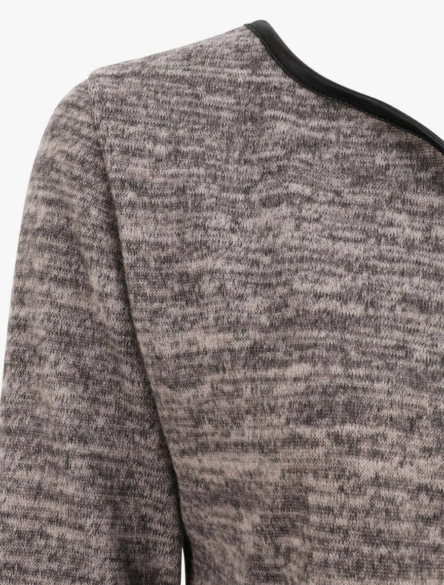 Gebreide vest met textuurrand - Taupe - Image 3