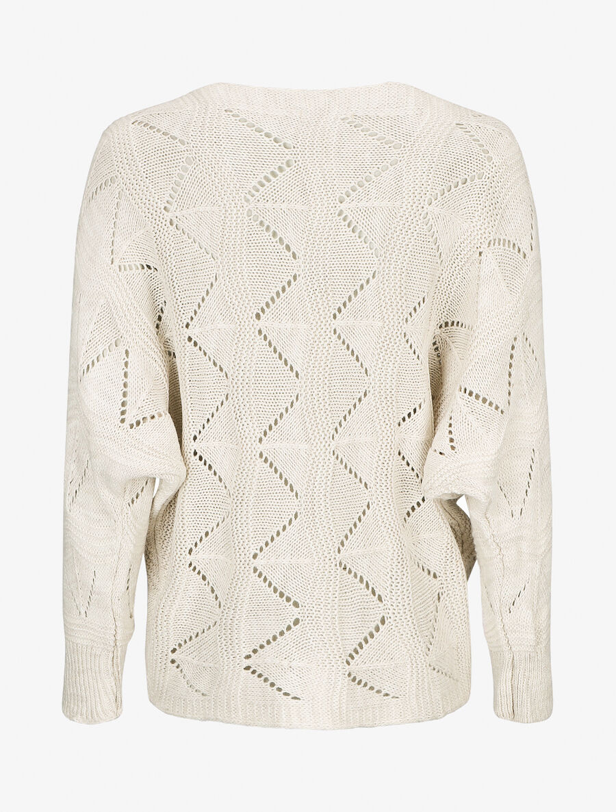 Gebreide zigzag trui - Beige - Image 2