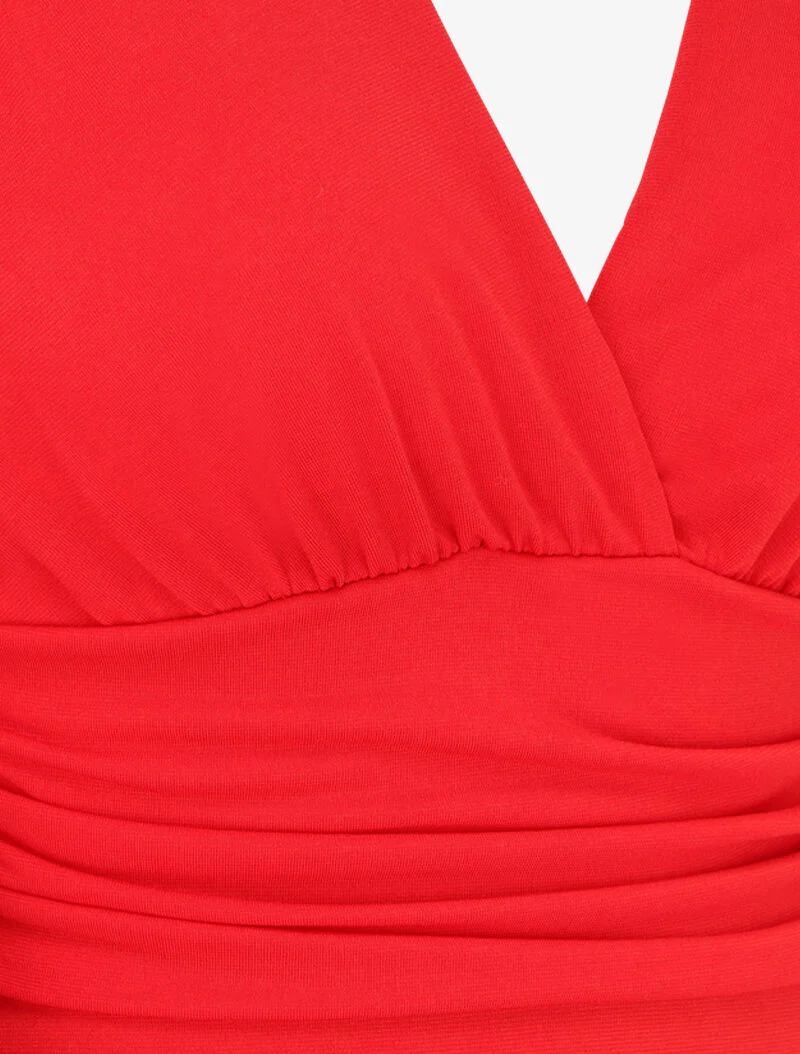 Gedrapeerde body met overslaghals - Rood - Image 3