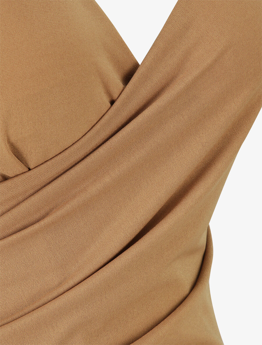 Gedrapeerde jurk met kettingbandjes - Camel - Image 3