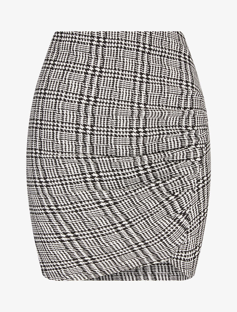 Gedrukte minirok met gedrapeerde zijkant - zwart - Image 2