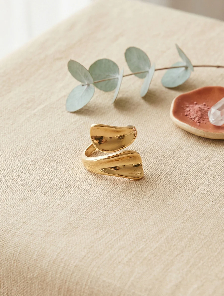 Gedurfde gebogen ring - Goud