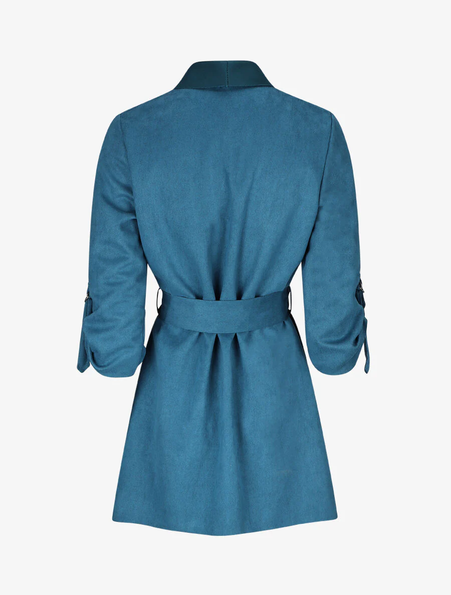 Gegooid suède vest - Blauw - Image 2