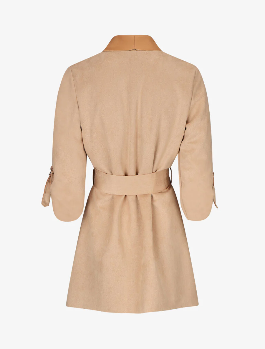 Gegooid suède vest - Beige - Image 2
