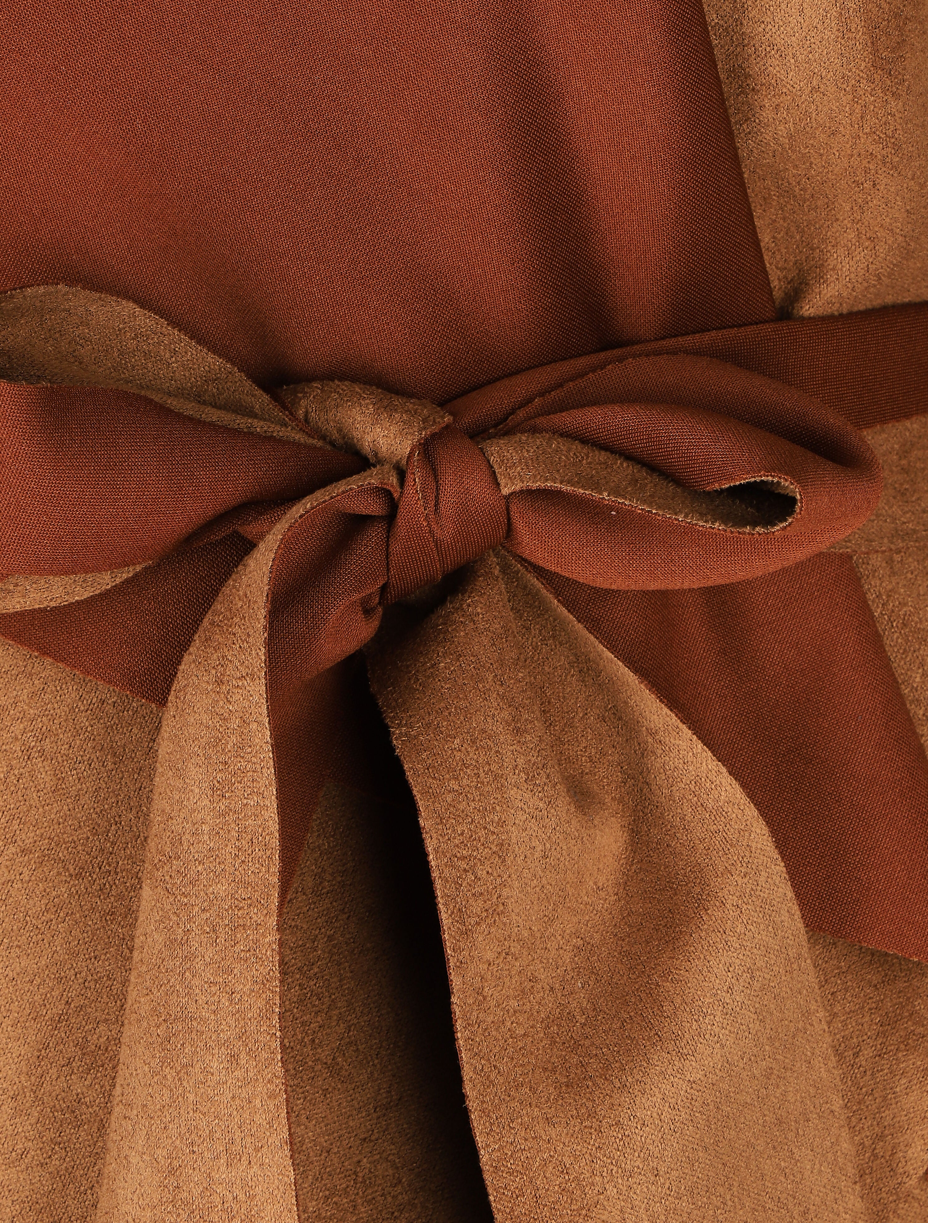 Gegooid suède vest - Kameel - Image 3
