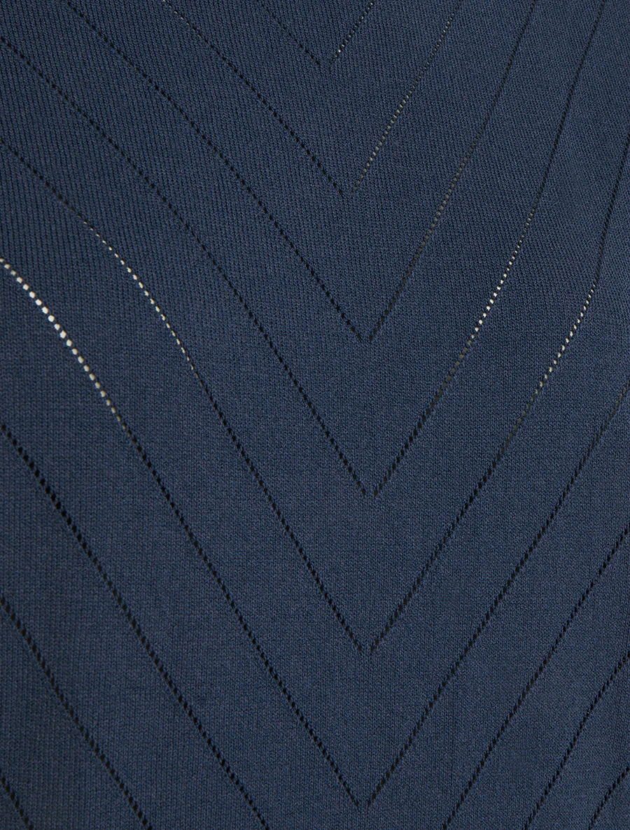 Gehaakt top met ronde hals - Marine - Image 3