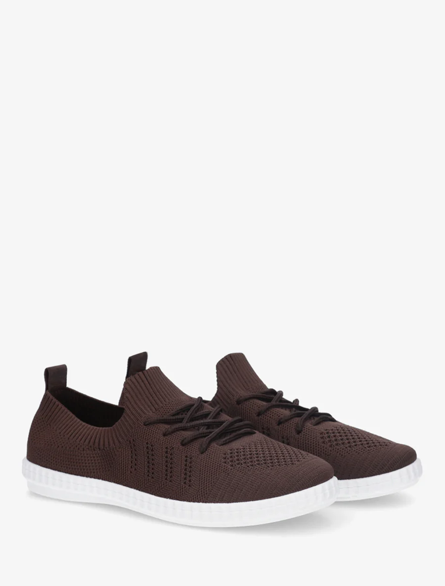Gehaakte stoffen tennisschoenen - Bruin - Image 4