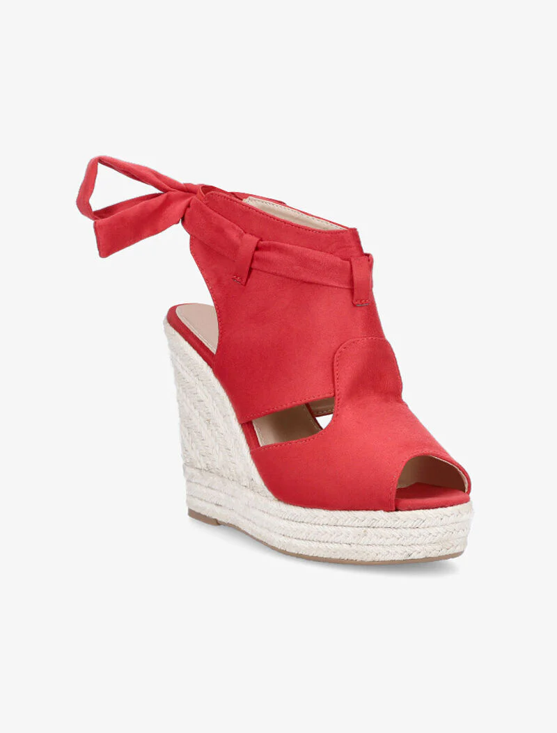 Sleehaksandalen met geknoopte enkelband - rood - Image 2