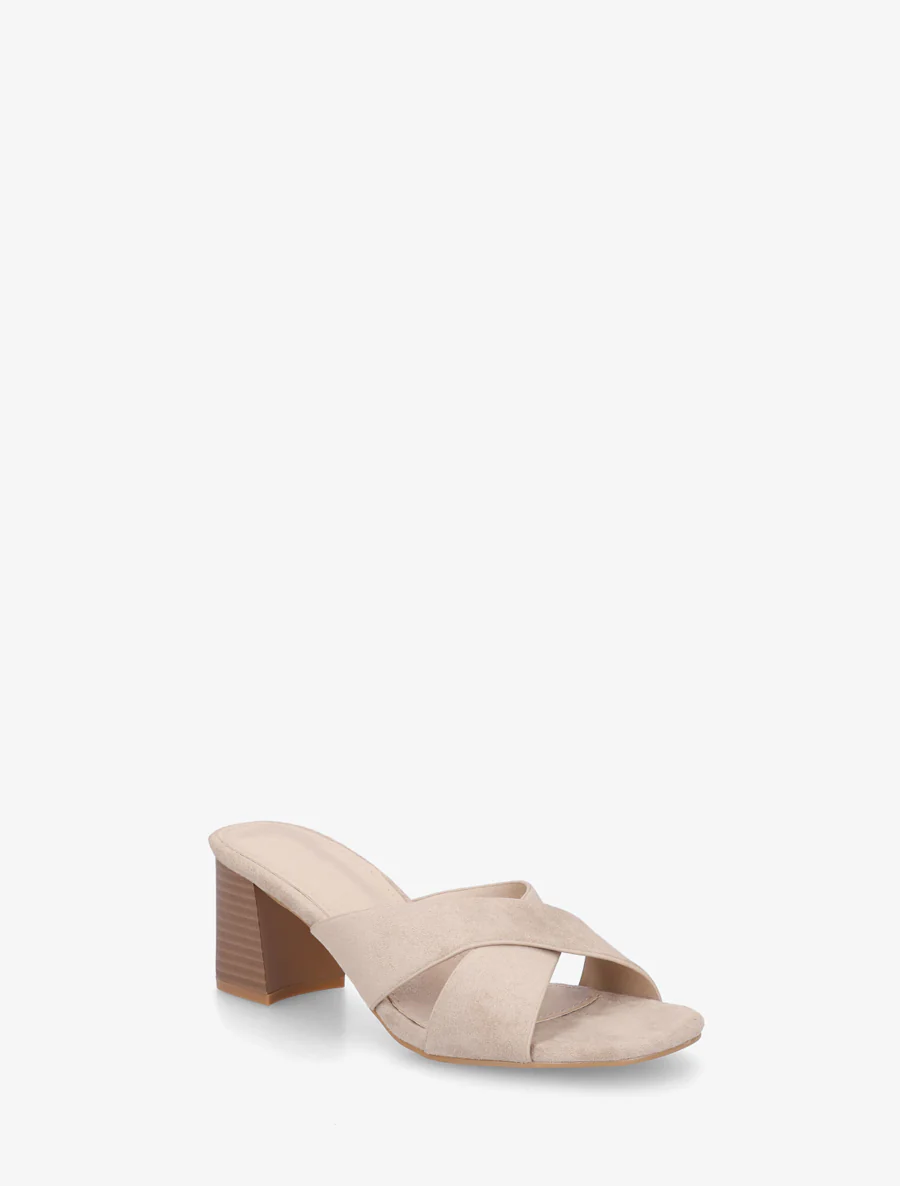 Gekruiste muiltjes van suèdine - Beige - Image 2