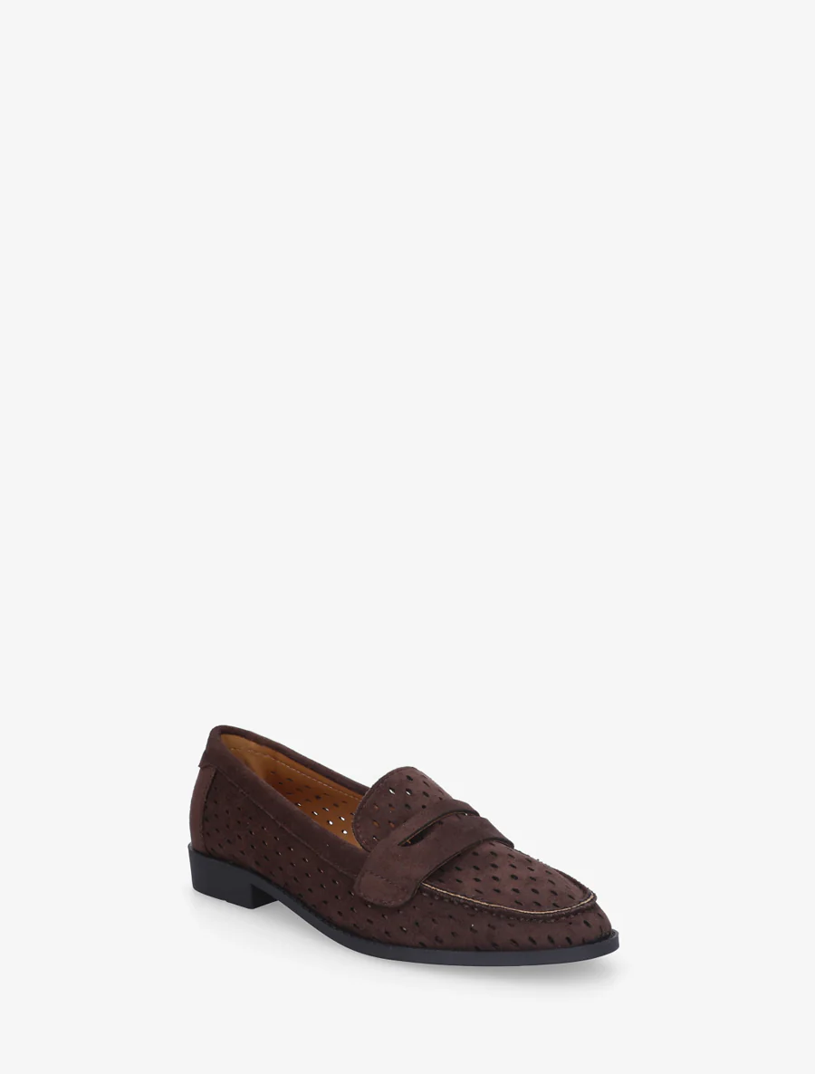 Geperforeerde mocassins van suèdine - Bruin - Image 2