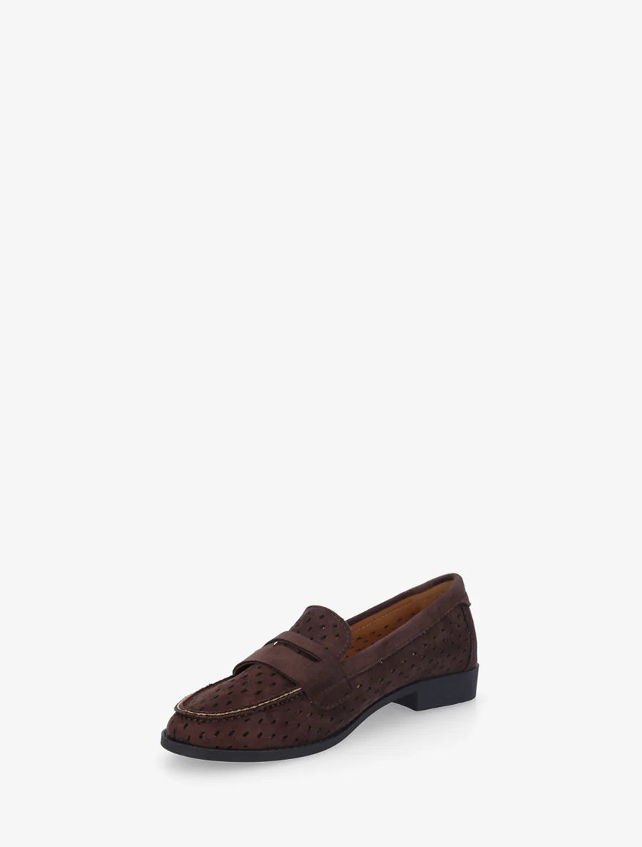 Geperforeerde mocassins van suèdine - Bruin - Image 3