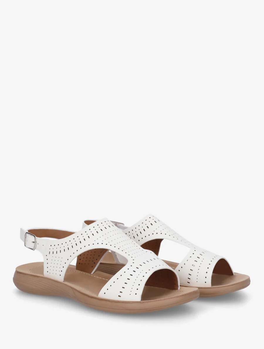Geperforeerde sandalen met klittenband - Wit - Image 4