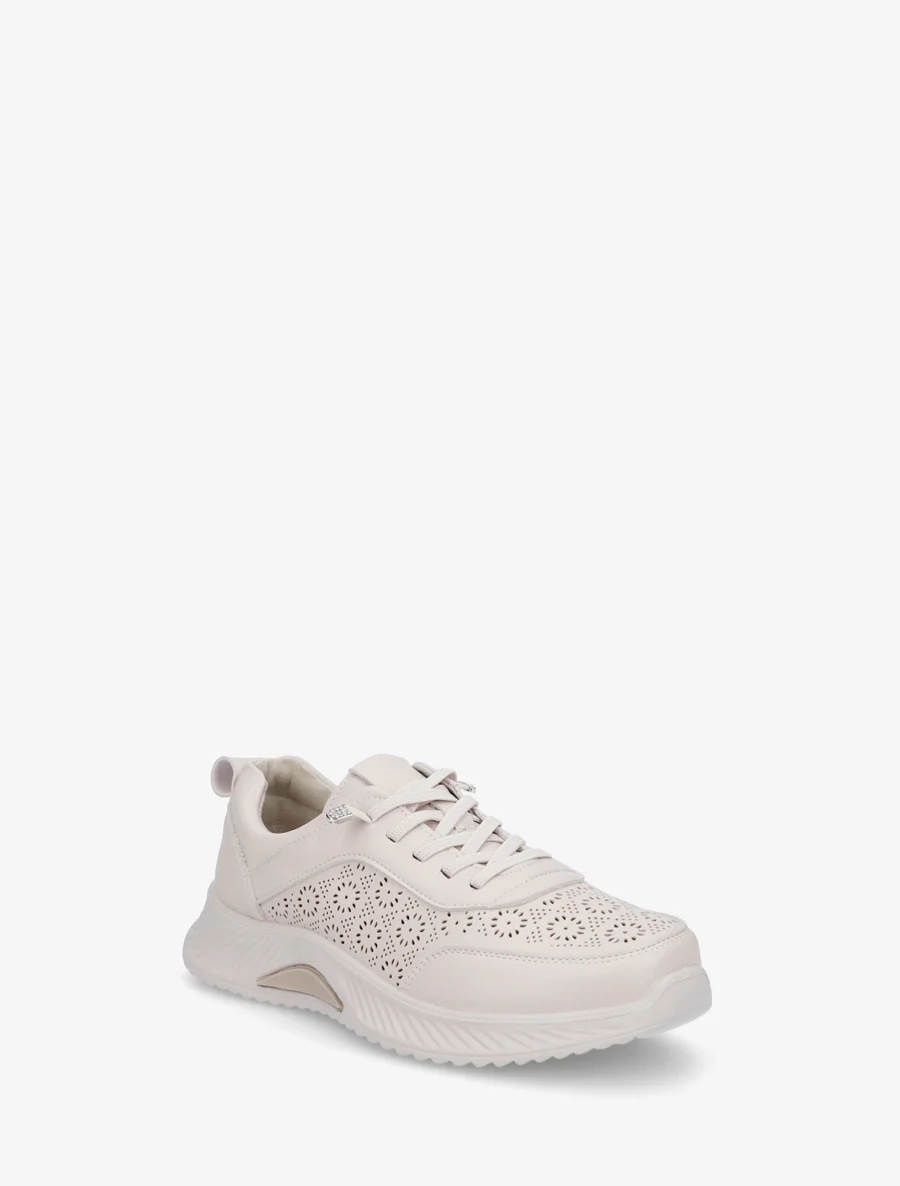 Geperforeerde sneakers met fantasiepatroon - Beige - Image 2