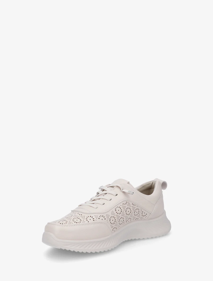 Geperforeerde sneakers met fantasiepatroon - Beige - Image 3