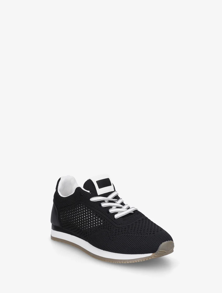 Geperforeerde stoffen sneakers - Zwart - Image 2