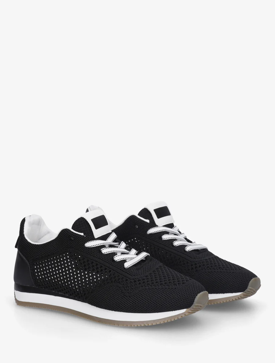 Geperforeerde stoffen sneakers - Zwart - Image 4