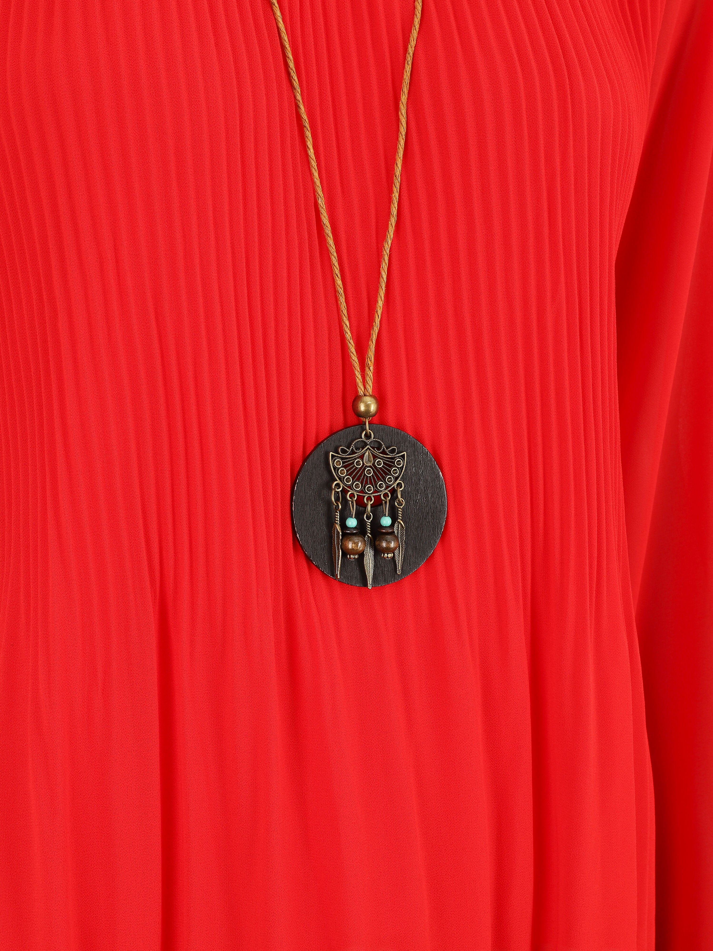 Geplooide blouse met lange mouwen - Rood - Image 3