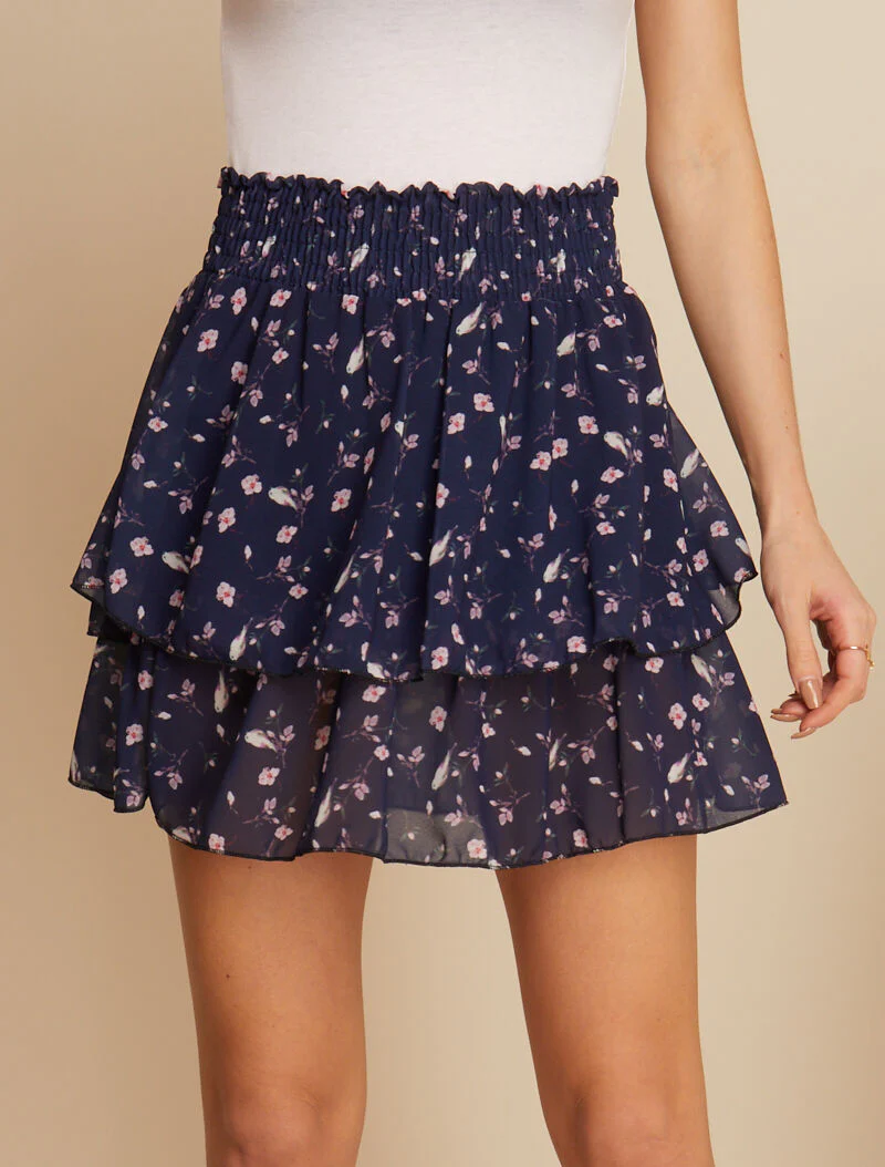 Geplooide minirok met prints - marine
