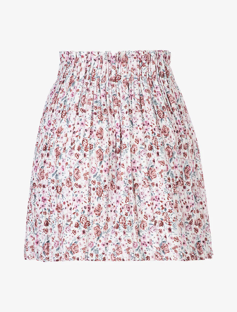 Geplooide rok met bloemen - wit - Image 2
