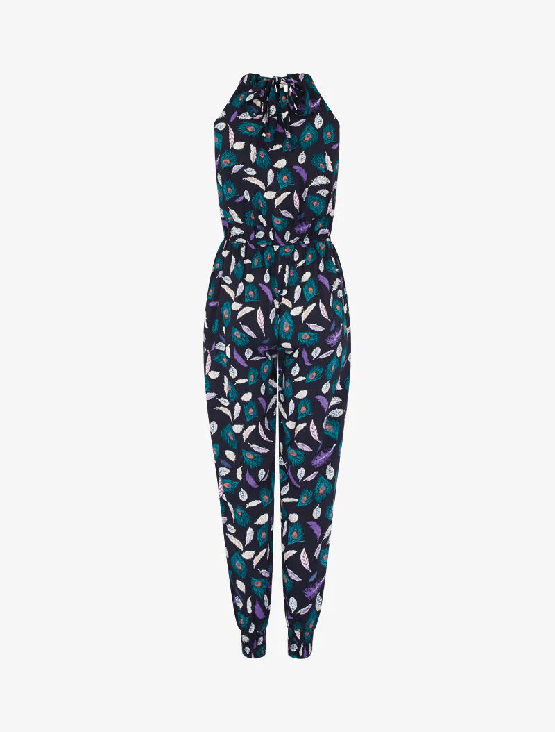 Gedrukte combinatie met houtlook details - marineblauw - Image 3